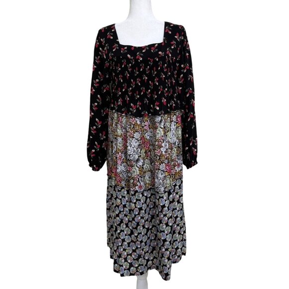 Vicky Tiel Dresses & Skirts - Vicky Tiel Floral Boho Dress Long Sleeve Hippie Peasant Prairie Womens Size 1X